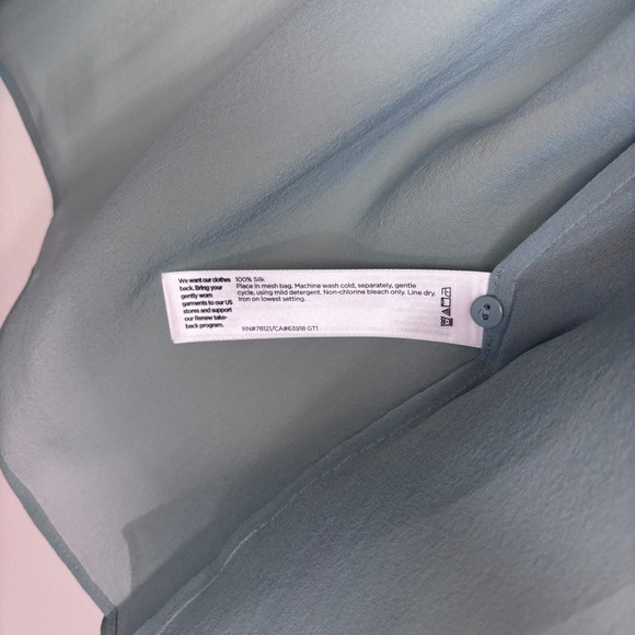 Eileen Fisher Sheer Silk Georgette Wrap Jacket XL Blue Tie Front Cardigan NEW - Picture 9 of 9